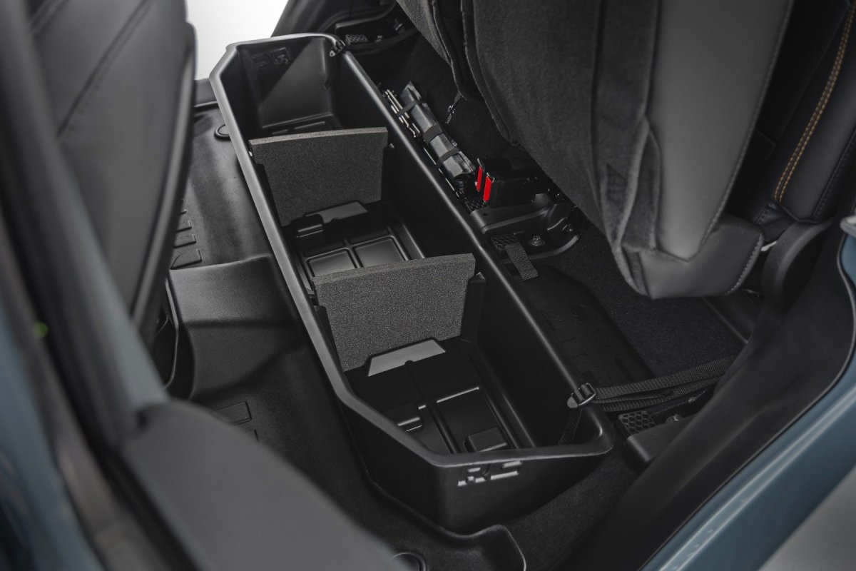 Jeep Gladiator Under Seat Storage - Rear - Rough Country - Custom-Fit Tray, Anti-Skid Surface, High-Density Thermoplastic - '20-'25